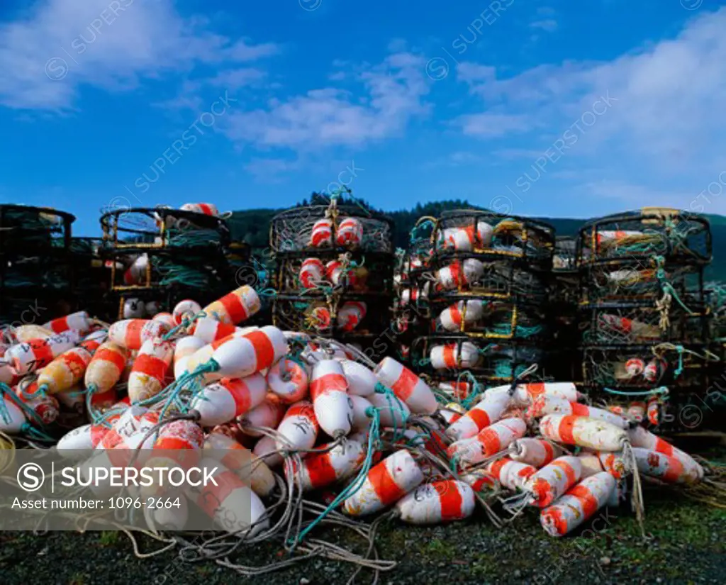 Heap of lobster buoys