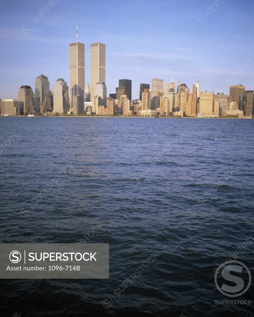 Skyscrapers on the waterfront, World Trade Center, Manhattan, New York City, New York, USA