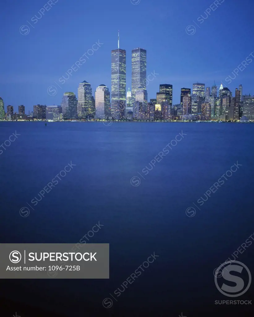 Buildings lit up at dusk, Manhattan, New York City, New York State, USA