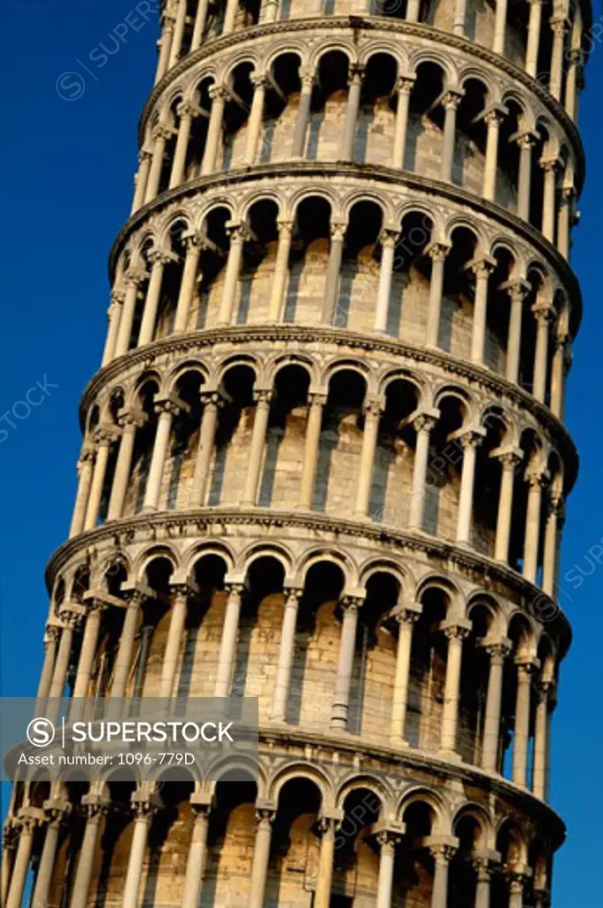 Close-up of the Leaning Tower of Pisa, Italy