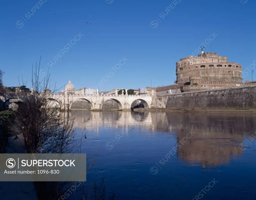Reflection of a castle in water, Castel Sant'Angelo, Ponte Sant Angelo, Rome, Italy
