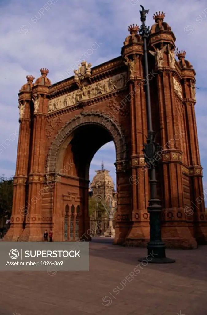 Low angle view of a triumphal arch, Arc del Triomf, Barcelona, Spain