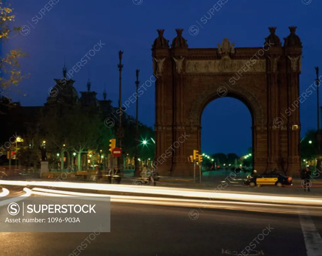 Low angle view of a triumphal arch, Arc del Triomf, Barcelona, Spain