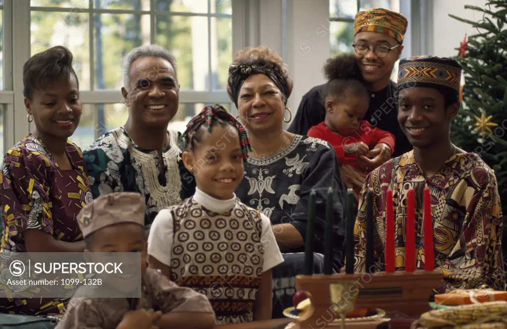 Family with children during Kwanzaa celebration