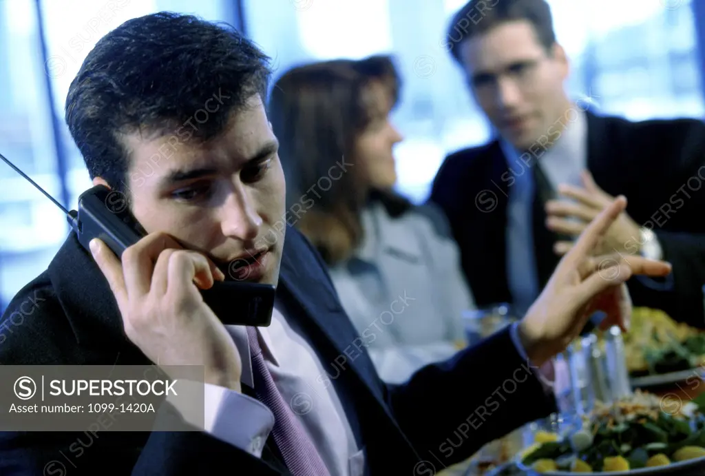 Businessman talking on a telephone during a meeting