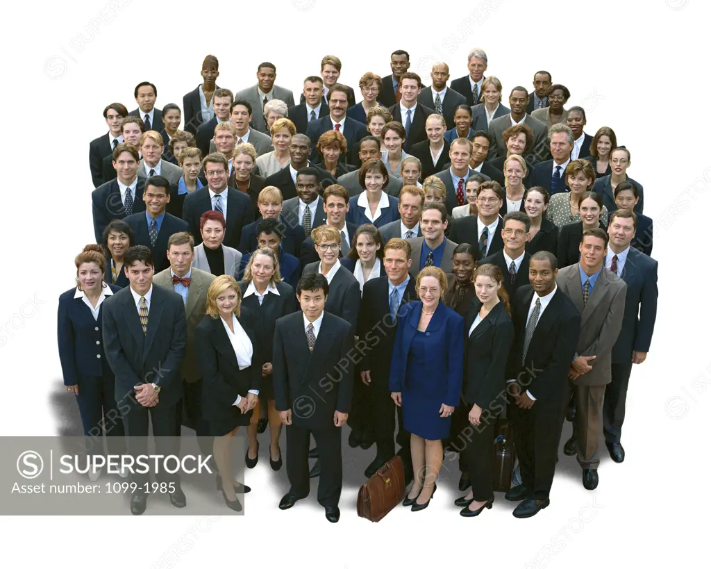 High angle view of a group of business executives