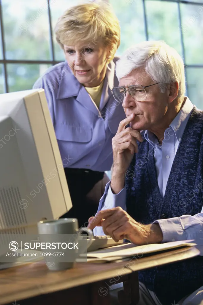 Senior couple using a computer