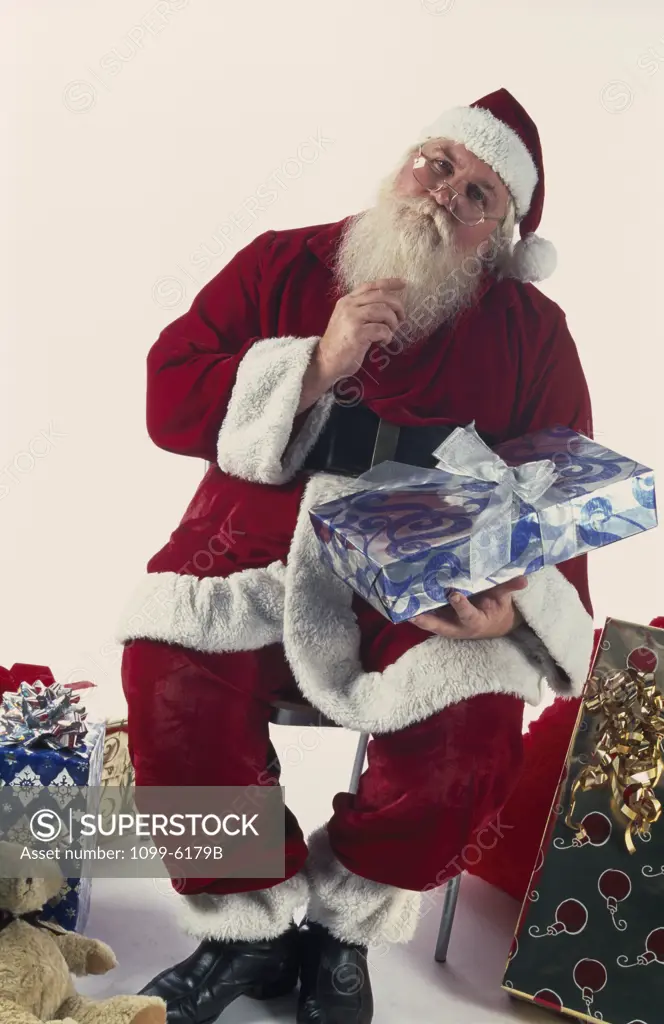 Portrait of Santa Claus with gifts
