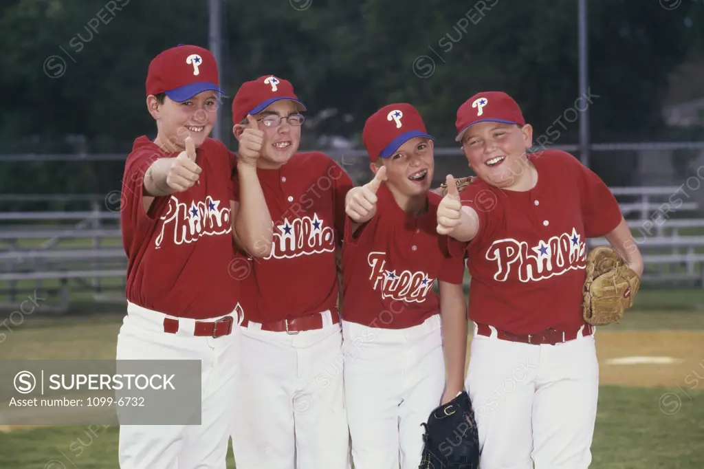 Portrait of a group of boys on a baseball team