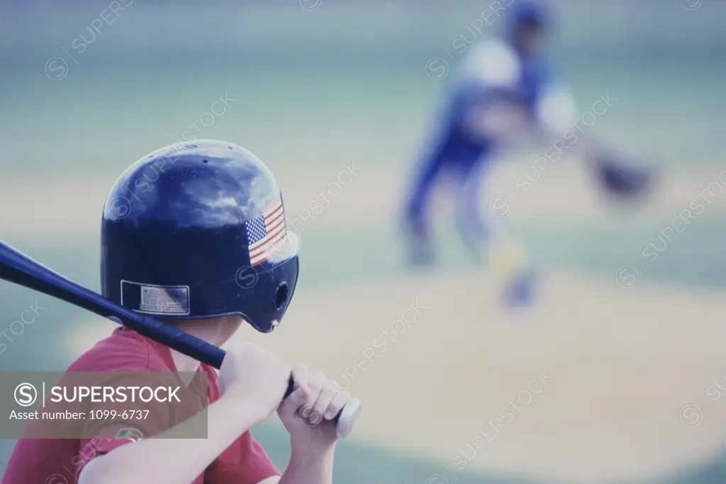 Close-up of a boy playing baseball