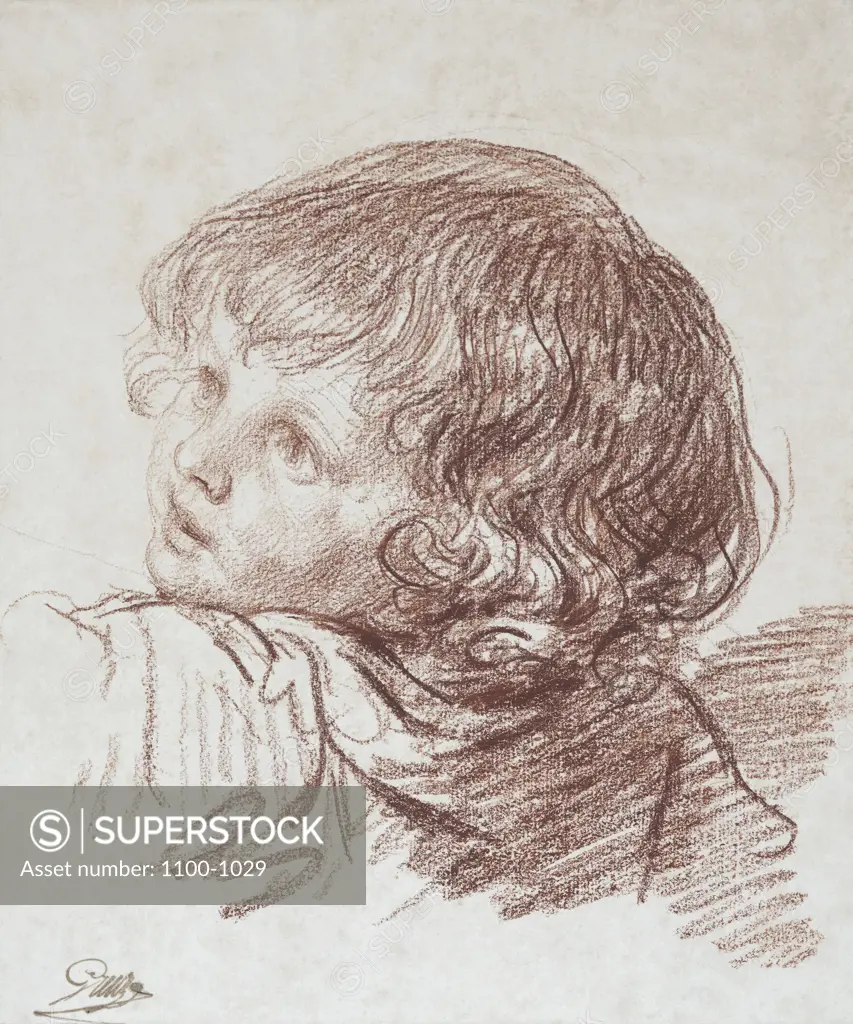 A Young Boy, Bust-length, Turned to the Left Jean Baptiste Greuze (1725-1805 French) Red Chalk Christie's Images, New York, USA