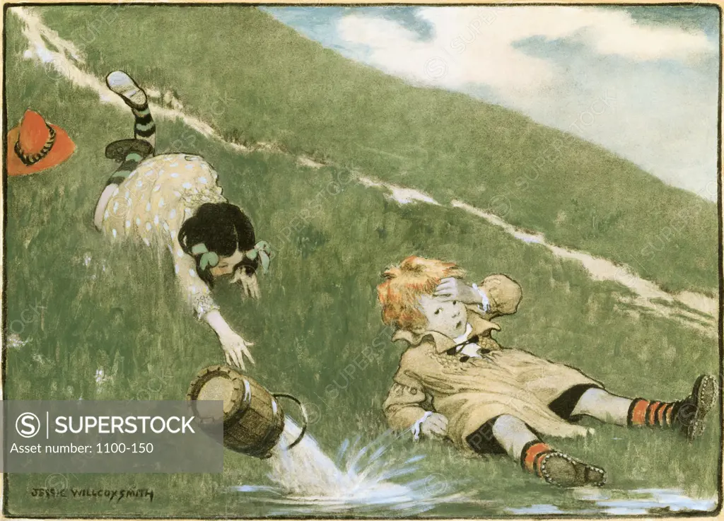 Jack And Jill  1914 PUBLISHED Smith, Jessie Willcox(1863-1935 American) Gouache+Charc/Board Christie's Images, New York, USA 