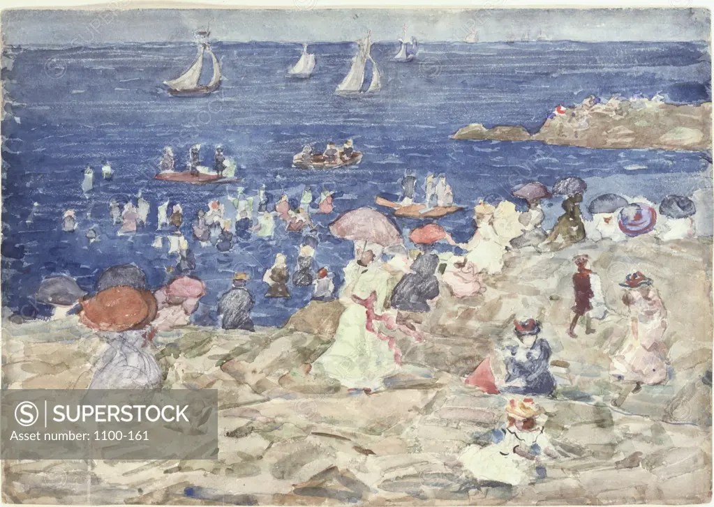 New England Beach Scene  ca. 1896-1897 Maurice Brazil Prendergast (1859-1924 American) Watercolor and pencil Christie's Images,  New York, USA