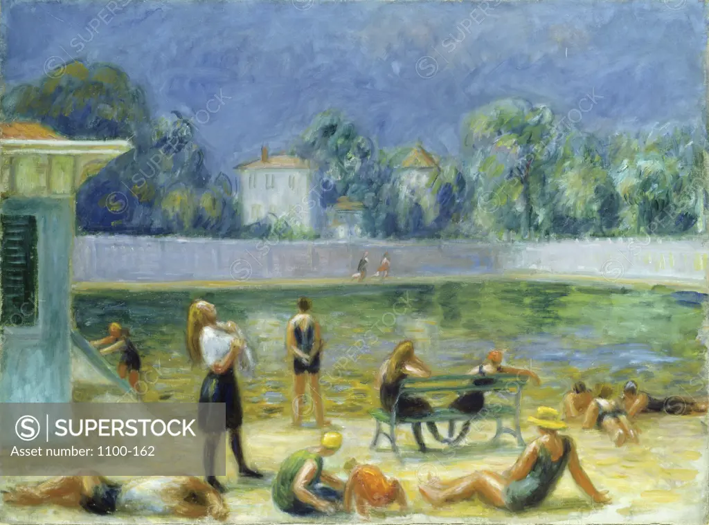 Outdoor Swimming Pool  William James Glackens (1870-1938 /American)   Oil on Canvas  