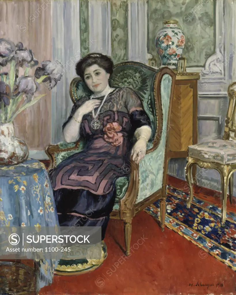 Woman Sitting in an Armchair  (Femme Assise dans un Fauteuil) 1911,  Henri Lebasque (1865-1937 /French)   Oil on Canvas   