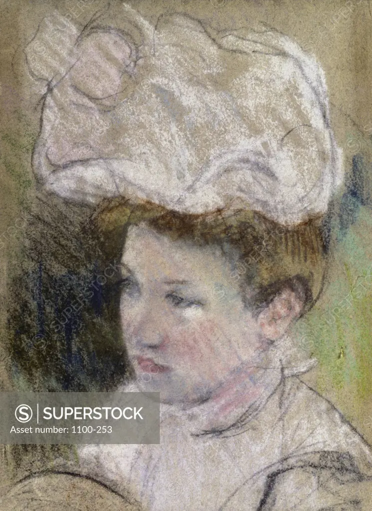 Leontine in a Pink Fluffy Hat  1898  Mary Cassatt (1845-1926/ American) Pastel on Paper 
