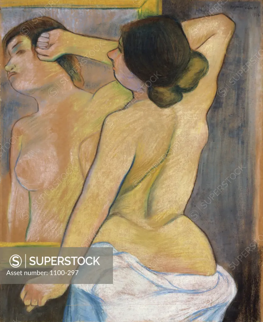 Nude Woman before a Mirror  (Femme Nue Devant un Miroir)  1904  Suzanne Valadon (1867-1938/French)   Pastel   