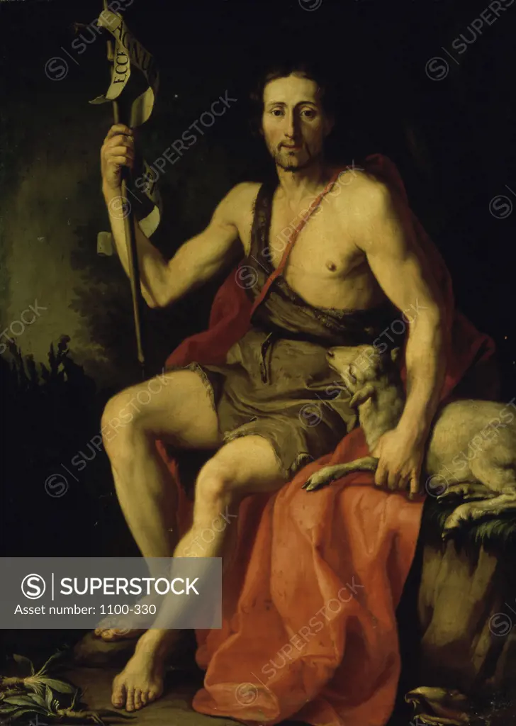Saint John the Baptist in the Wilderness  Circle of Anton Raphael Mengs Oil on Canvas 