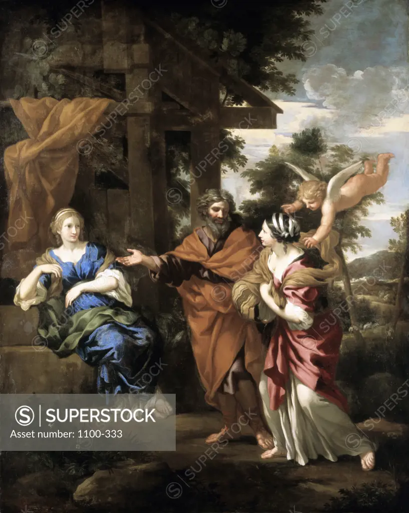 Abraham, Sarah and Hagar  Circle of Pietro B. da Cortona Oil on canvas    