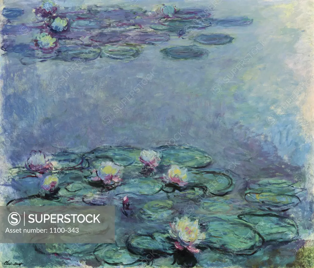 Water Lilies   1914-1917  Claude Monet (1840-1926 French, 130 X 150 cm) Oil on canvas