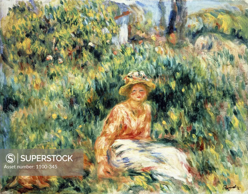 Young Woman in a Garden  c. 1916 Pierre-Auguste Renoir (1841-1919/French) Oil on canvas 