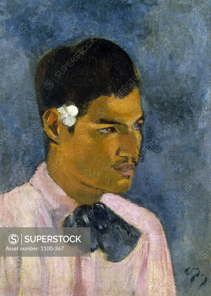 Young Man with a Flower by Paul Gauguin,  oil on canvas,  1891,  (1848-1903)