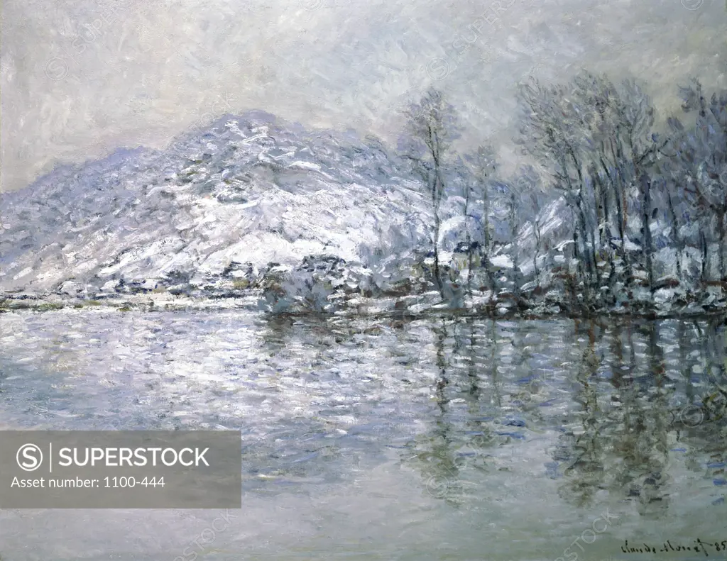 The Seine at Port Villez, Impression of Snow  (La Seine a Port Villez, Effet de Neige) 1885 Claude Monet (1840-1926/French) Oil on canvas 