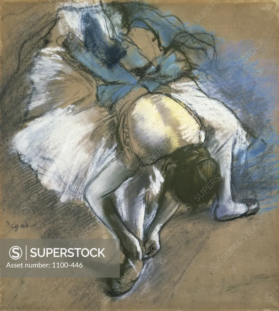 Dancer Lacing Her Ballet Slipper c.1880-1885 Edgar Degas (1834-1917/French) Pastel Christie's Images, New York, USA