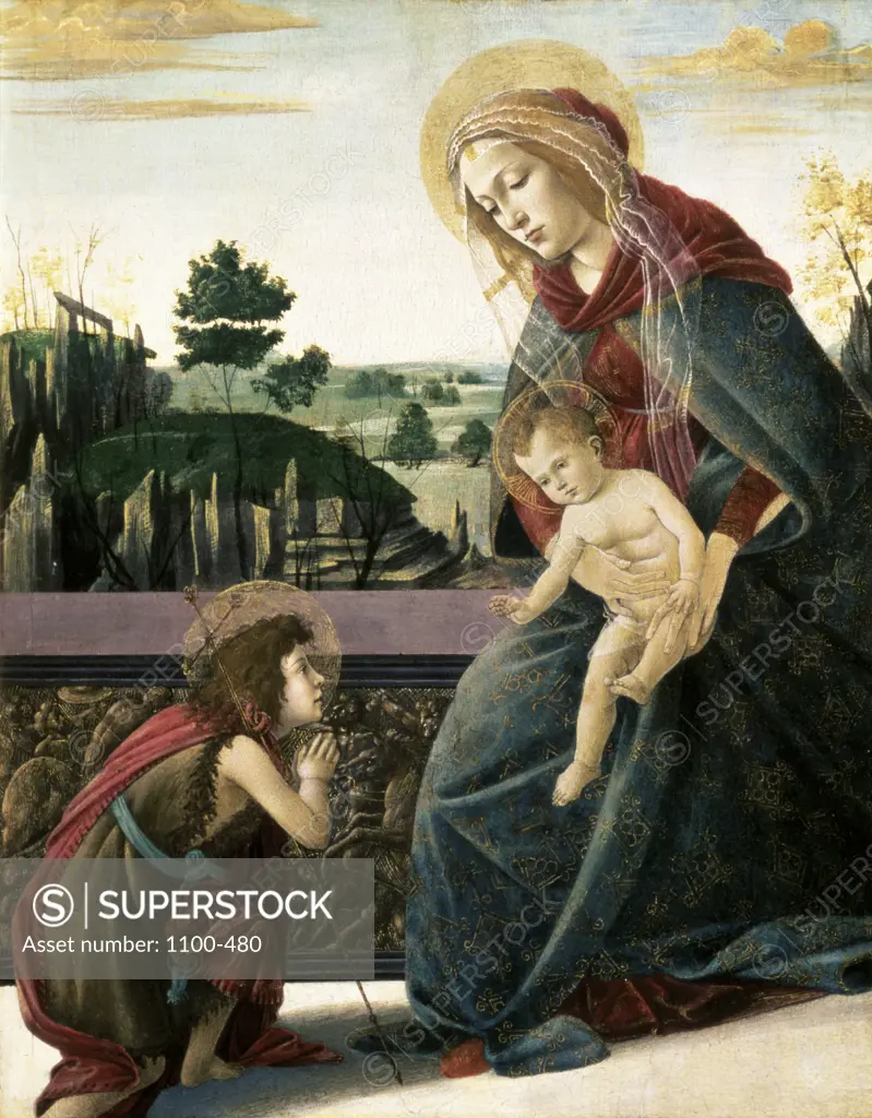 The Madonna and Child with the Young Saint John the Baptist in a Landscape Sandro Botticelli (1444-1510 /Italian) Oil on Wood Panel
