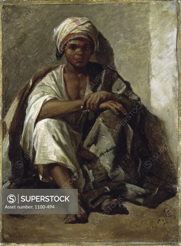 A Seated Arab Boy  1858 Frederick Goodall (1822-1904/British) Oil on canvas 