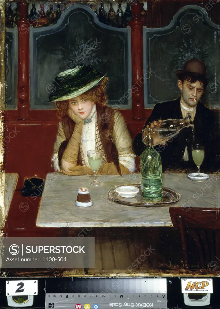 The Absinthe Drinkers  1908 Jean Beraud (1849-1935/French)   Oil on wood panel    