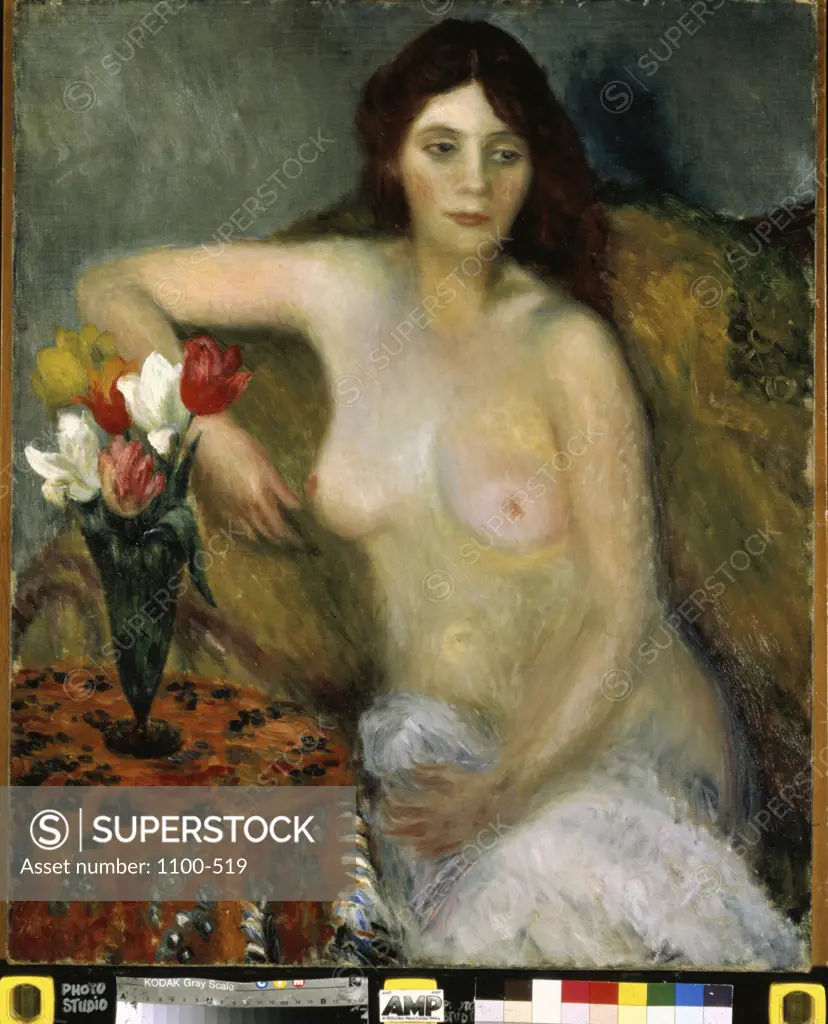 Nude With Tulips  William James Glackens (1870-1938/American)   