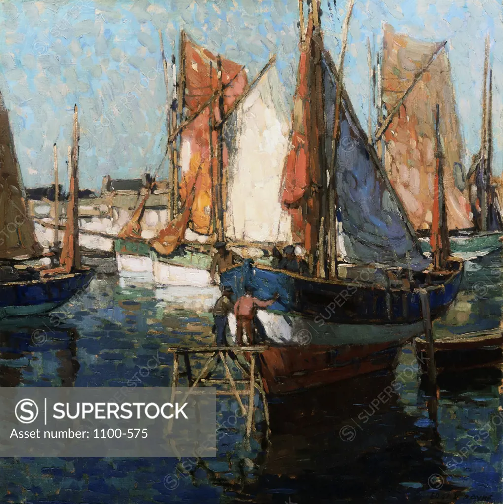 Harbor Scene  Payne, Edgar Alwin(1882-1947 American) Oil On Canvas Christie's Images, New York, USA 