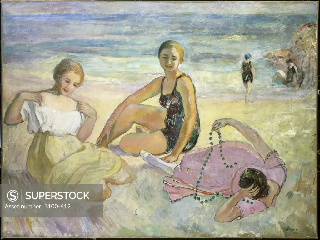 Three Women at the Beach  Henri Lebasque (1865-1937 /French)   Oil on Canvas    