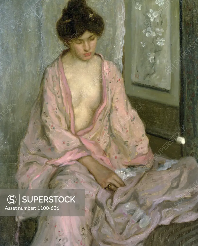 The Pink Kimono   Frederick Carl Frieseke (1874-1939/ American)   Oil on Canvas   