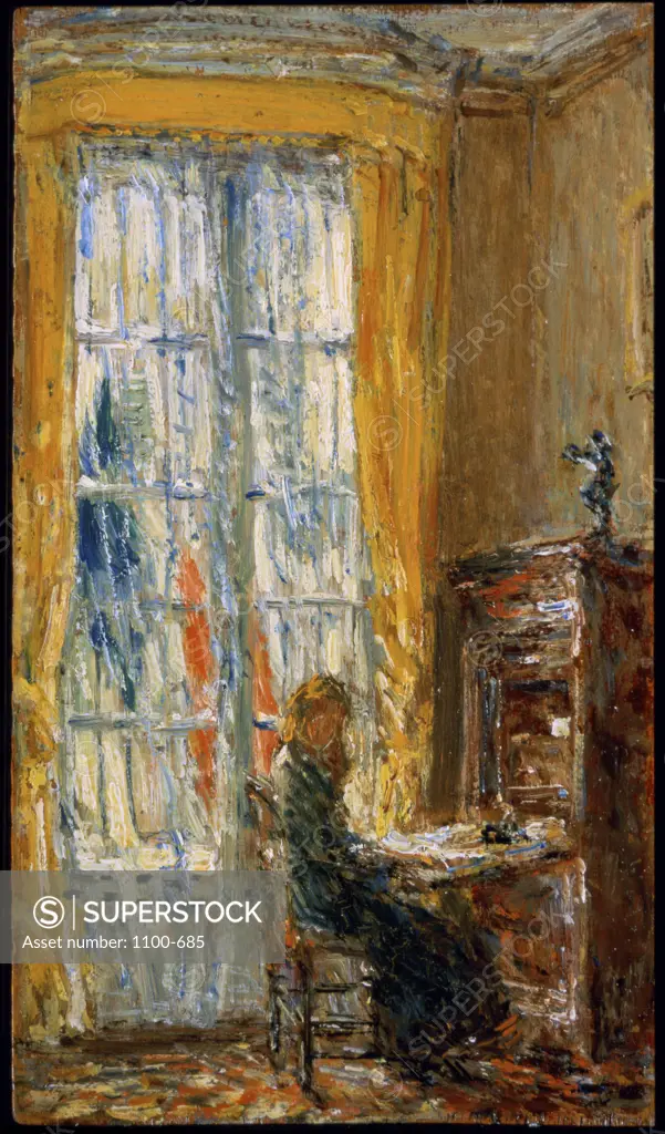 At the Writing Desk  1910 Frederick Childe Hassam (1859-1935/American)   Oil on wood panel   