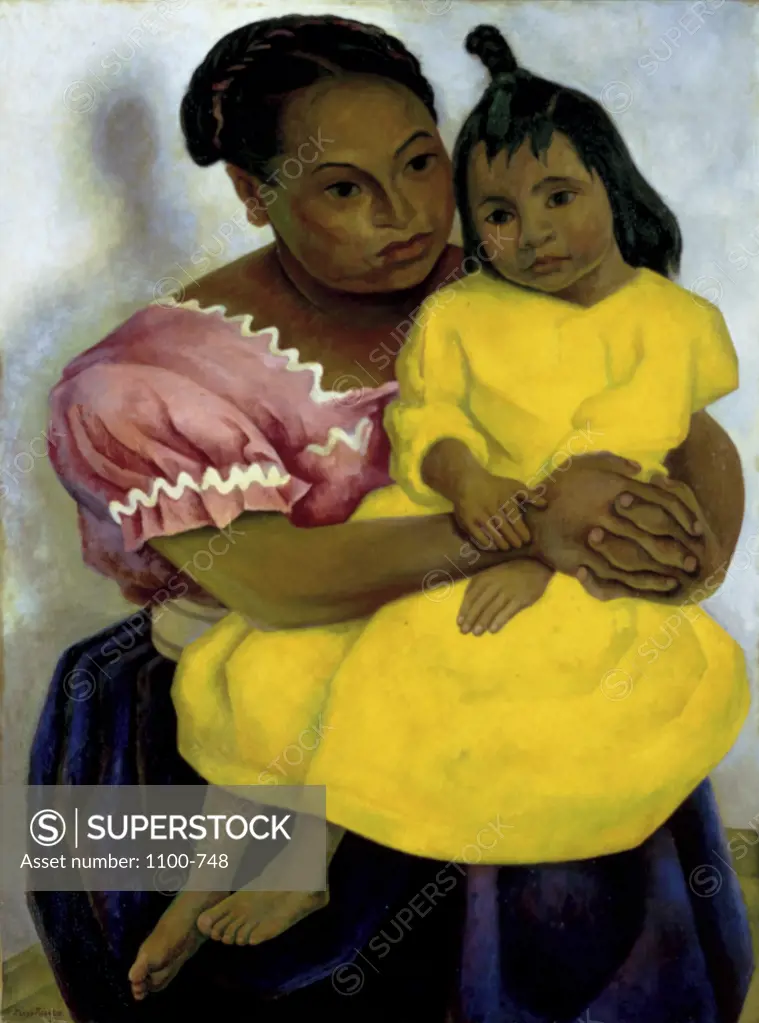 Mother and Little Girl  (Madre y Nina) 1939  Diego Rivera (1886-1957/Mexican) Oil on Canvas     