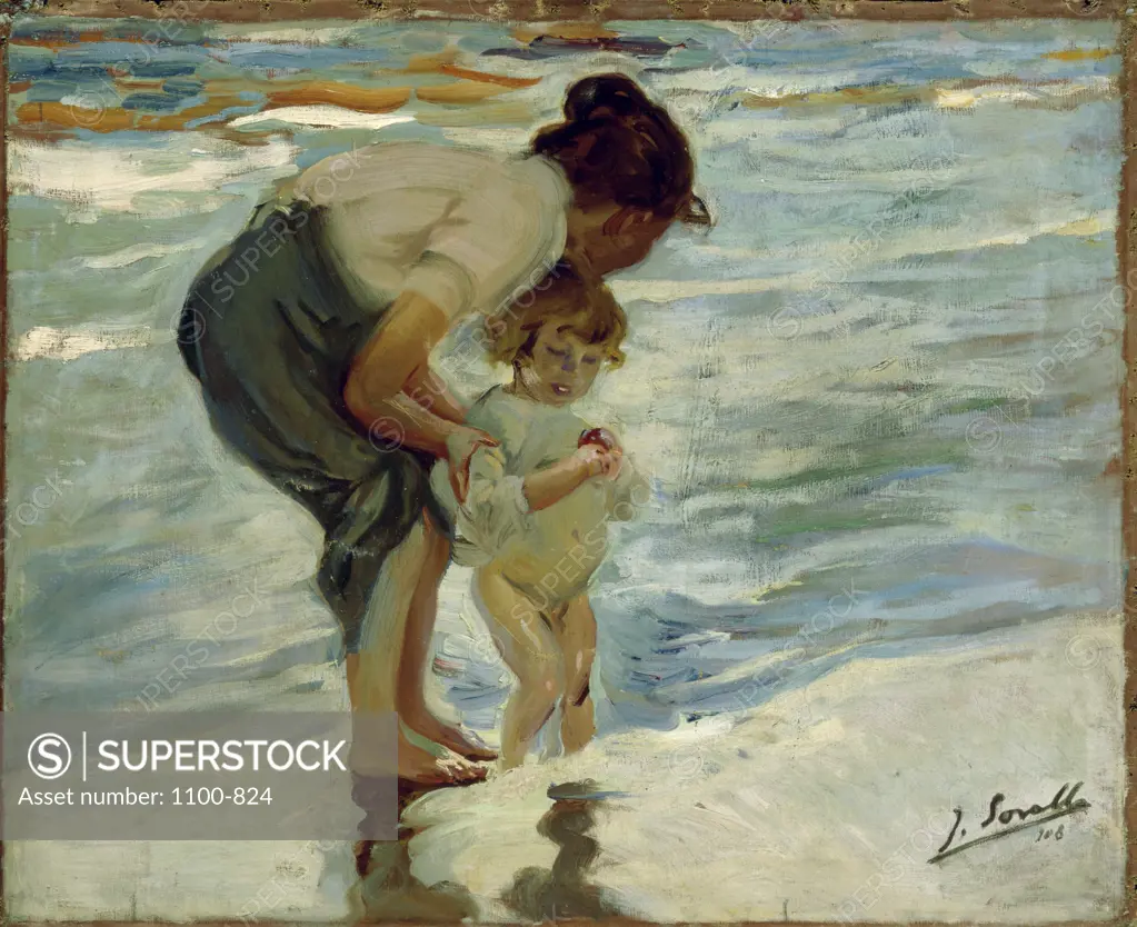 At the Beach  (En la Playa)  1908 Joaquin Sorolla y Bastida (1863-1923/ Spanish) Oil on Canvas 