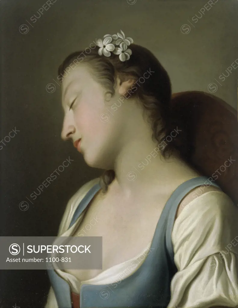A Young Girl Asleep in a Chair  Oil on canvas  Pietro Antonio Rotari (1707-1762/Italian) 