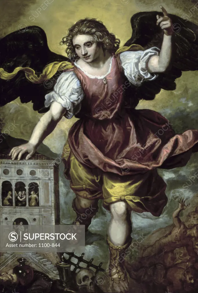 The Archangel St. Michael  Mexican School (18th Century) Oil on Canvas 