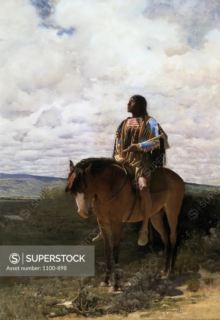 The Sioux Brave by Georges Deforest Brush,  oil on canvas,  1882,  (1855-1941)