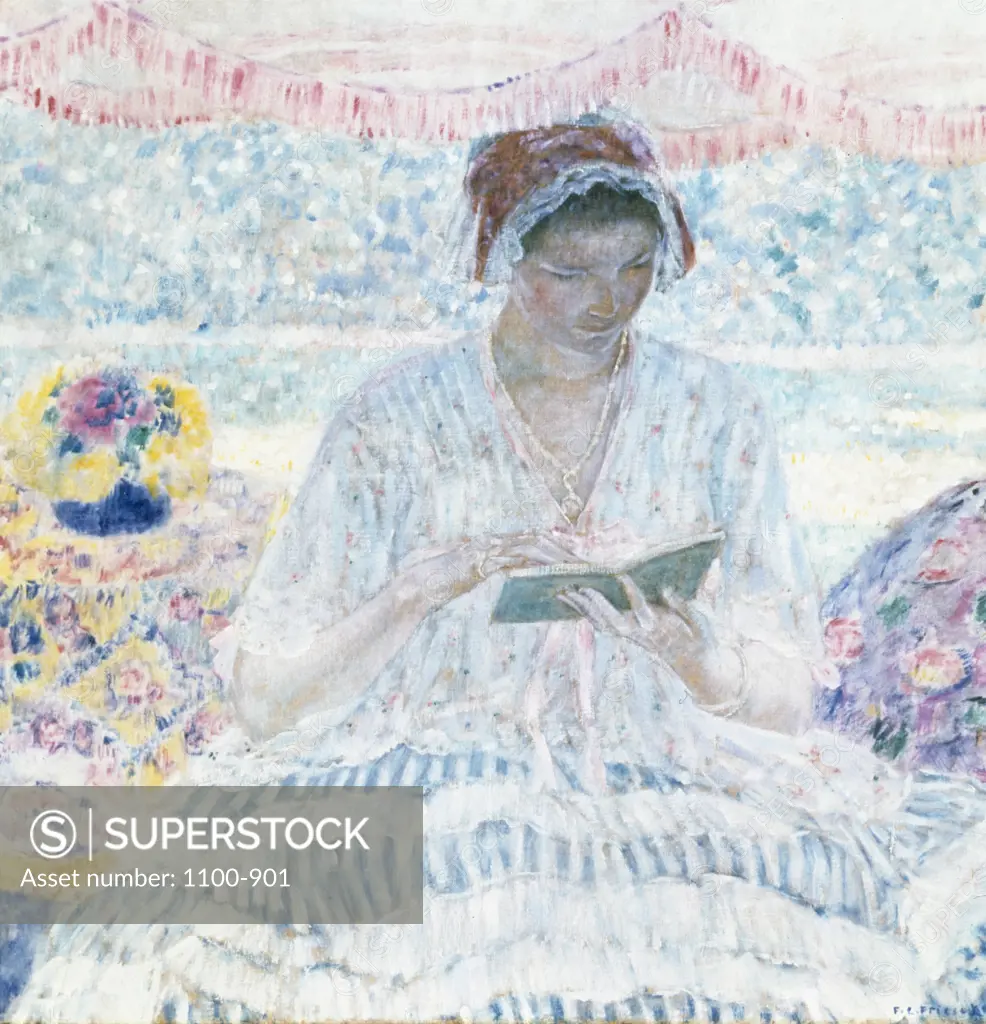 Summer Reading by Frederick Carl Frieseke,  oil on canvas,  1916,  (1874-1939)