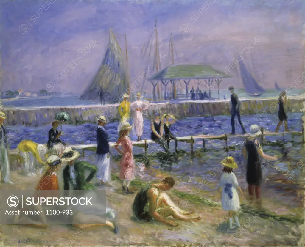 Town Pier - Blue Point, Long Island  William James Glackens (1870-1938/ American)   Oil on Canvas   