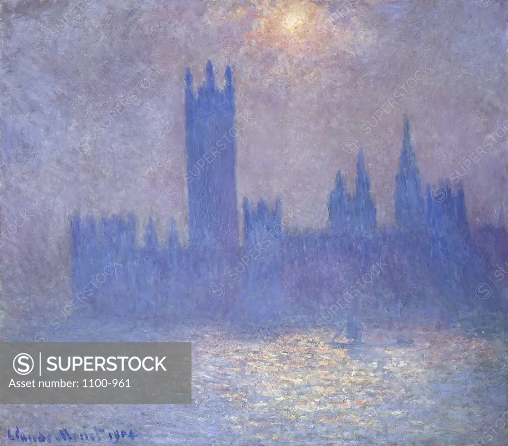 Londres, Le Parlement, Effet de Soleil dans le Brouillard 1904 Claude Monet (1840-1926 French) Oil On Canvas Christie's Images, New York, USA