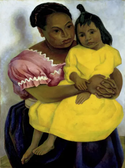 Mother and Little Girl  (Madre y Nina) 1939  Diego Rivera (1886-1957/Mexican) Oil on Canvas     