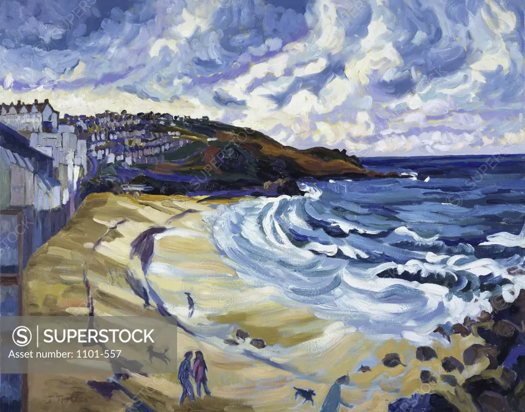 Beach, St. Ives Josephine Trotter (b.1940/British) Oil on Canvas
