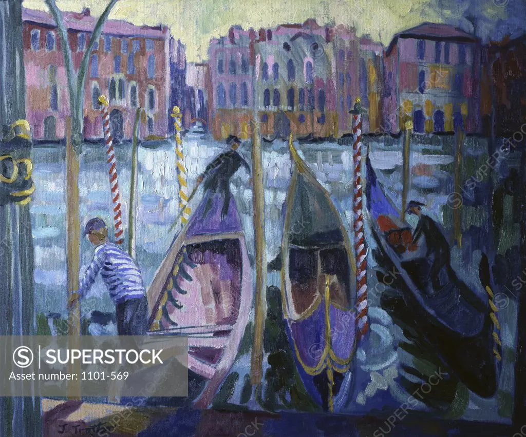 Gondoliers, Grand Canal Josephine Trotter (b.1940/British) Oil on Canvas