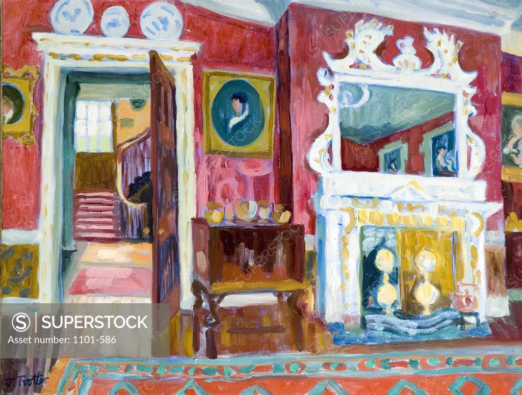 Red Interior Josephine Trotter (b.1940 British) Oil on Canvas