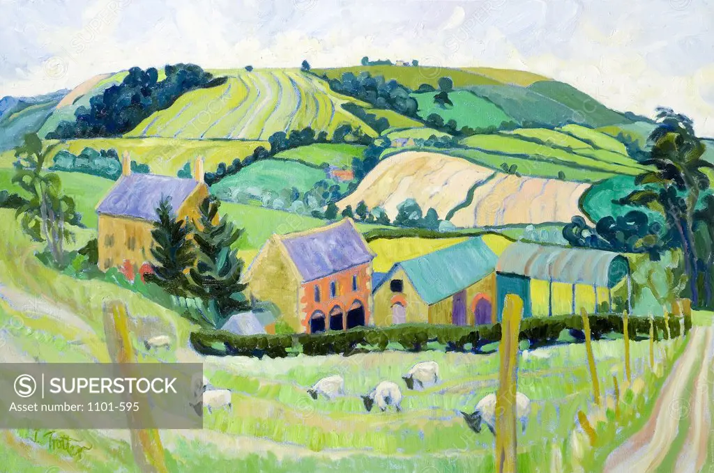 Cotswold Farm Josephine Trotter (b.1940 British) Oil on Canvas