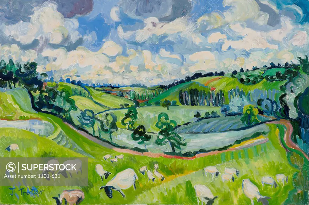 Sheep in Pasture by Josephine Trotter, 2012.  (b.1940/British)